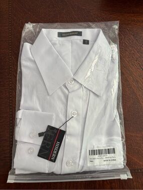 HISDERN Men's White Dress Shirt - Classic Point Collar